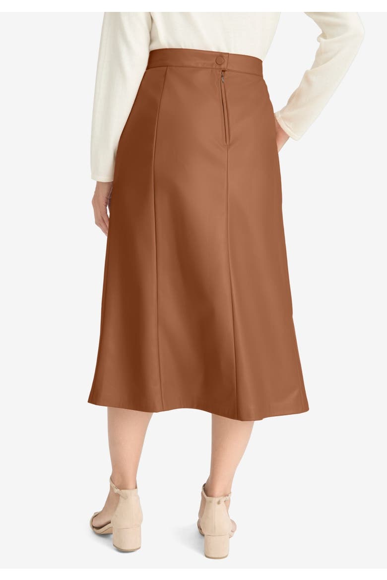 Faux Leather Midi Skirt, Alternate, color, BLACK