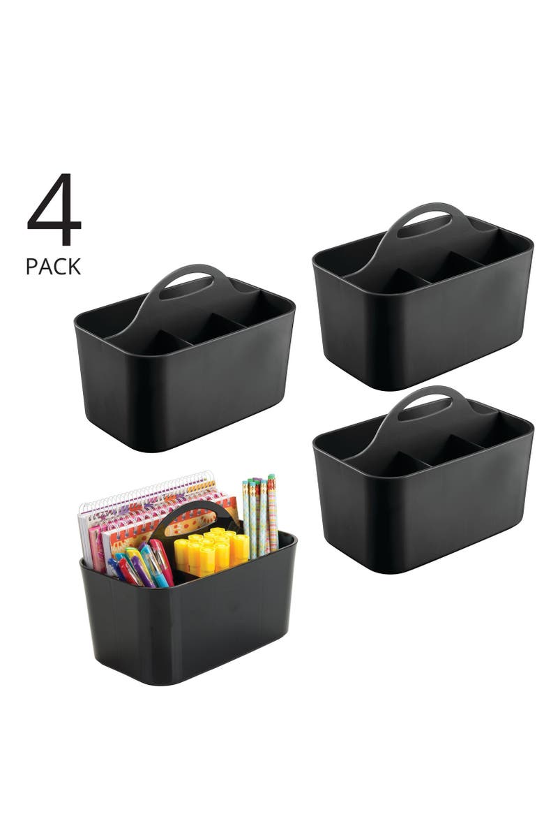 mDesign Small Plastic Caddy Tote for Desktop Office Supplies, 4 Pack, Alternate, color, 
