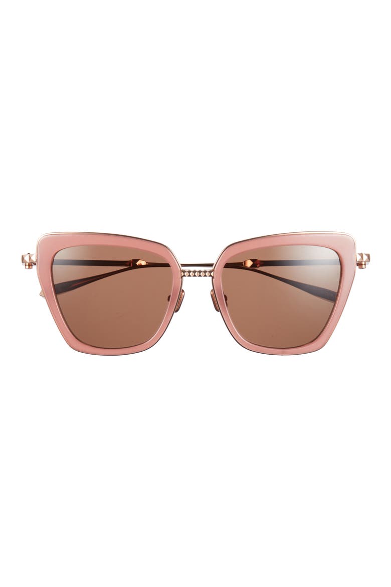 54mm Cat Eye Sunglasses, Main, color, PINK GOLD BROWN