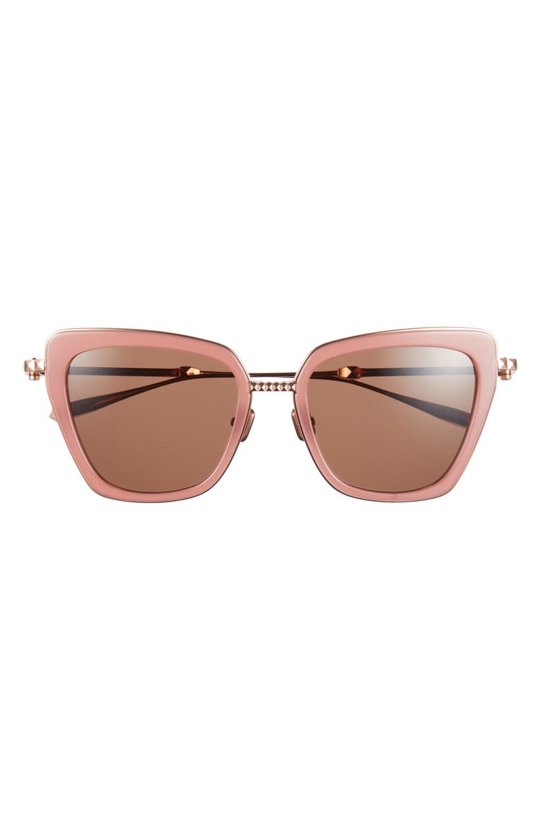 Valentino 54mm Cat Eye Sunglasses, Main, color, Pink Gold Brown