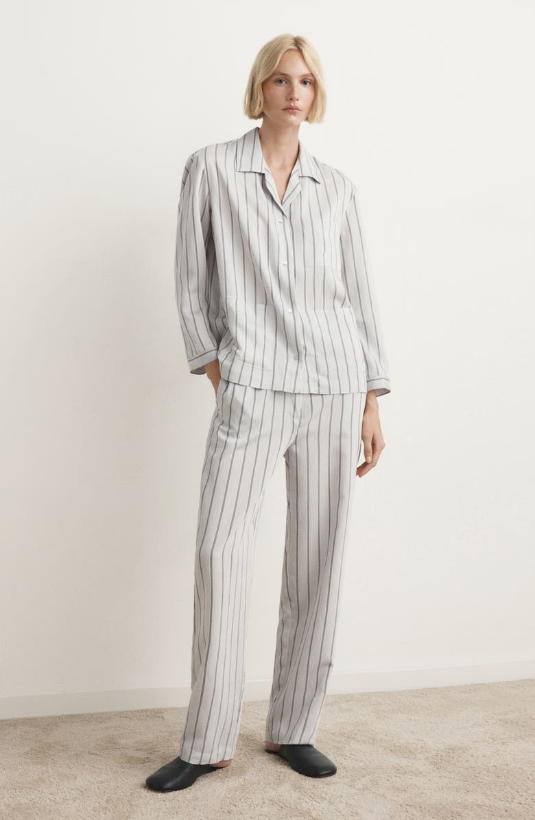 MANGO Stripe Pajama Pants, Alternate, color, Grey