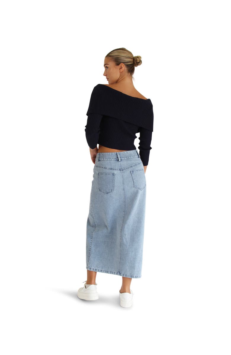 Belle & Bloom More Than Words Collared Knit Top, Alternate, color, Navy