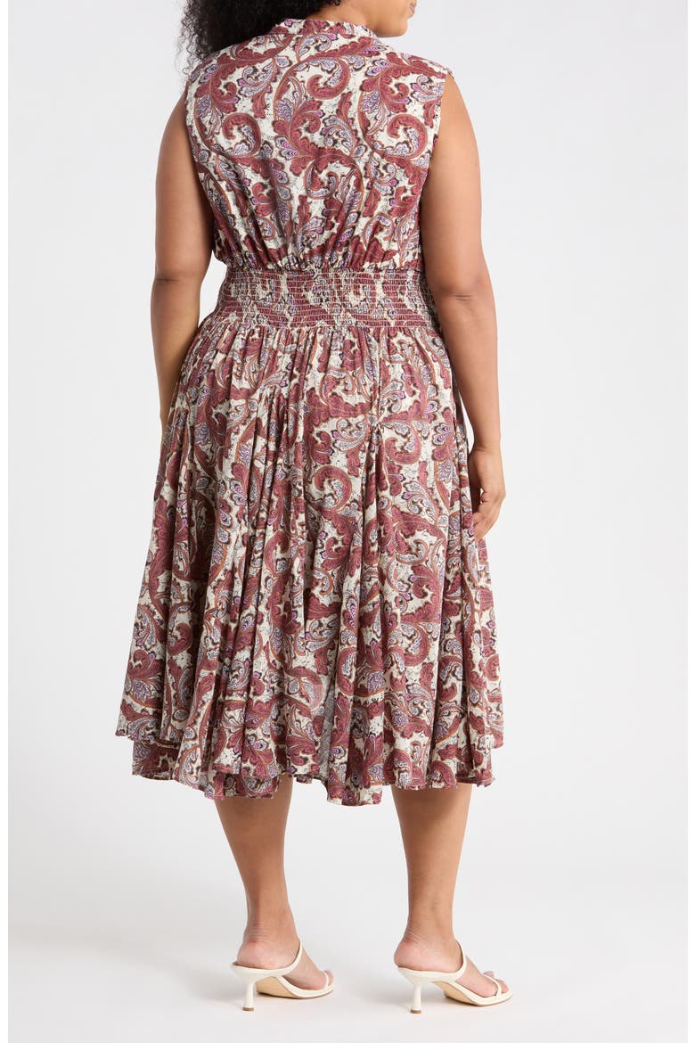 Sleeveless Button Front A-Line Dress, Alternate, color, FEATHER PAISLEY