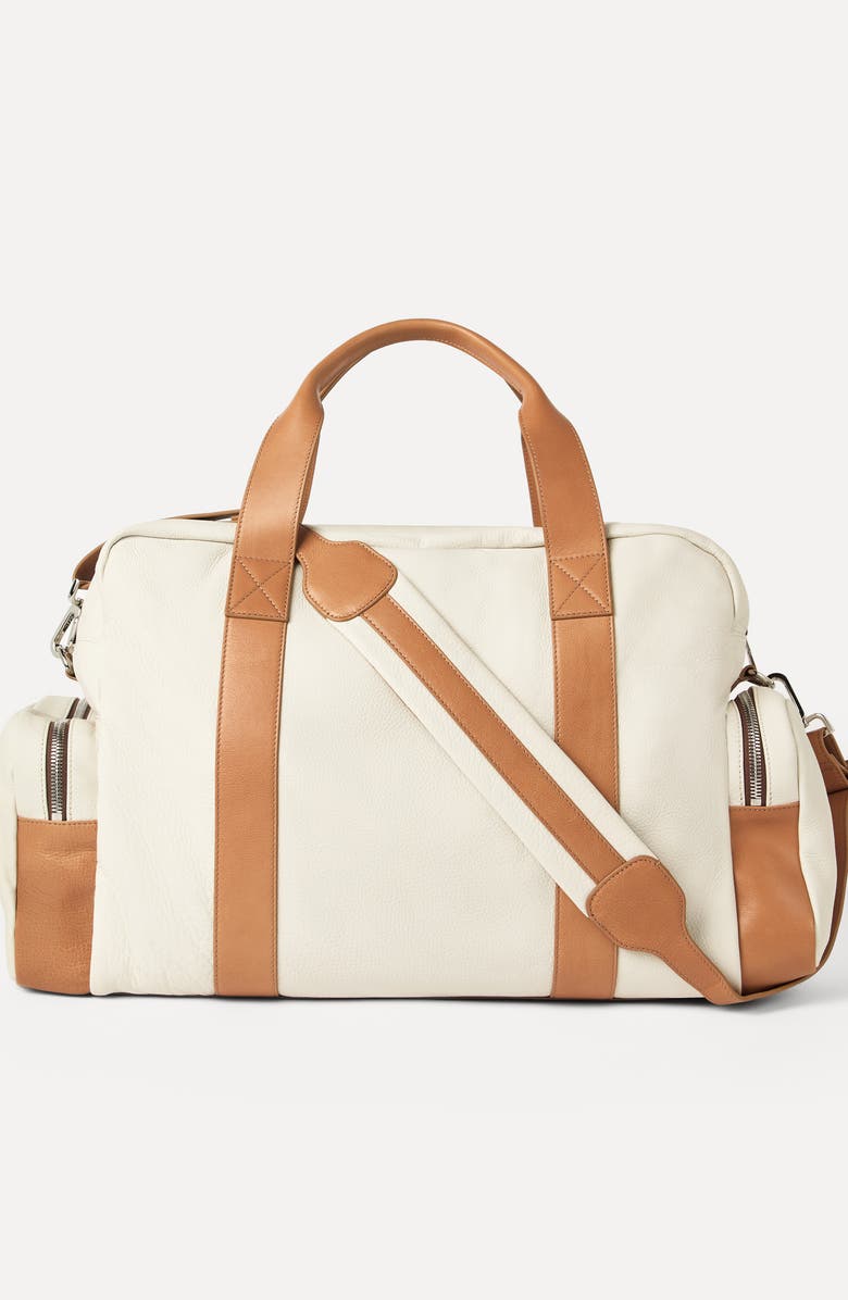Brunello Cucinelli Calfskin and cowhide duffle bag, Alternate, color, Ivory