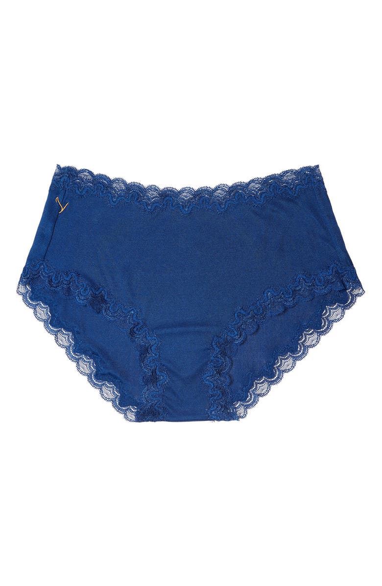 Uwila Warrior Soft Silk Lace Trim Silk Briefs, Alternate, color, Estate Blue