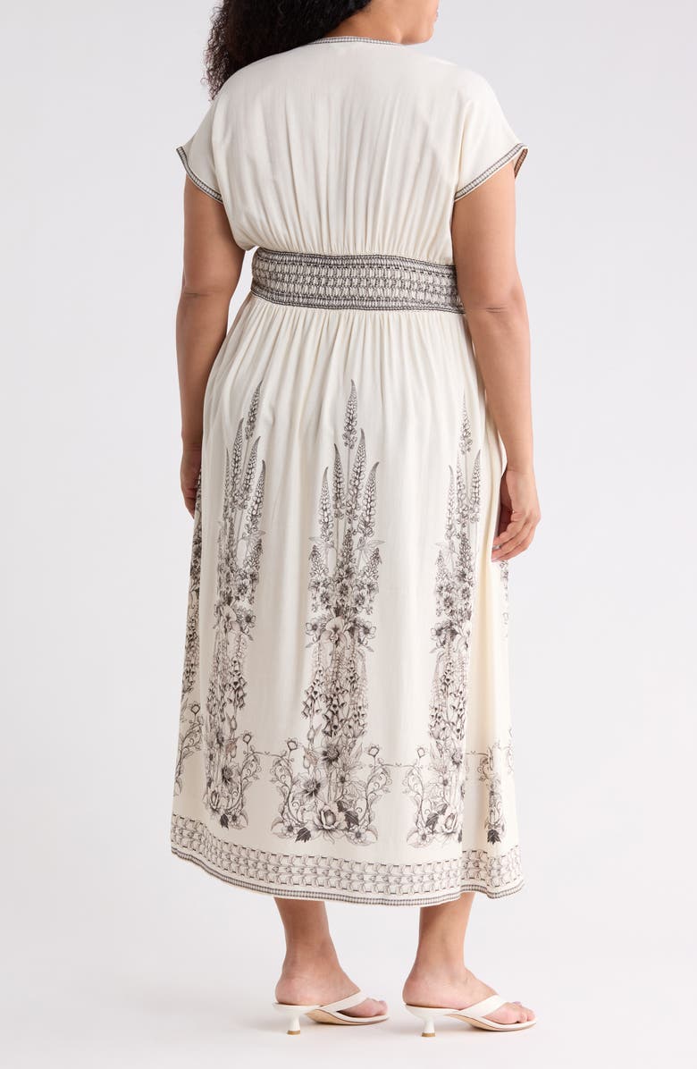 MAX STUDIO Floral Short Sleeve Maxi Dress, Alternate, color, Natural Floral Spikes