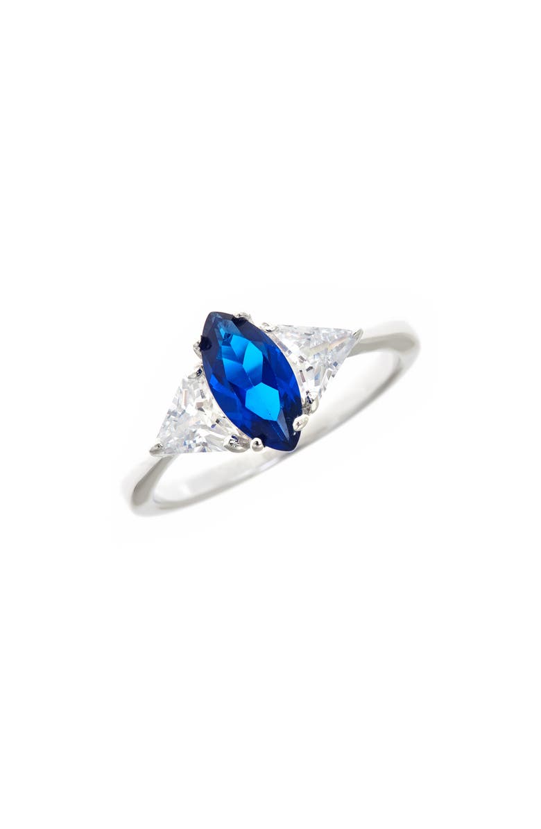 Sterling Forever Sterling Silver Sapphire CZ Marquise Cut Ring, Main, color, Silver