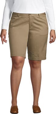 Lands' End Plus Size Plain Front Blend Chino Shorts