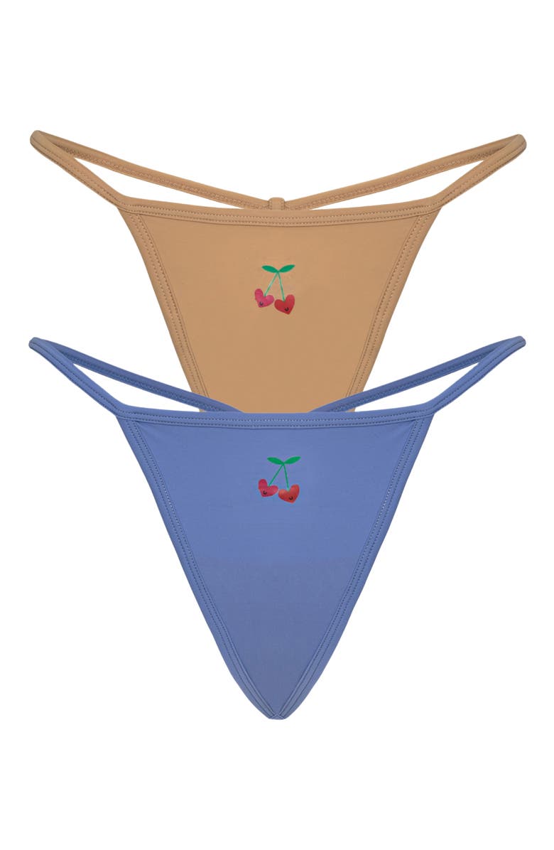 Cheeky Cherry 2-pack Leakproof Everyday Liner Ultra Smooth String Thong, Alternate, color, Sienna/Lila