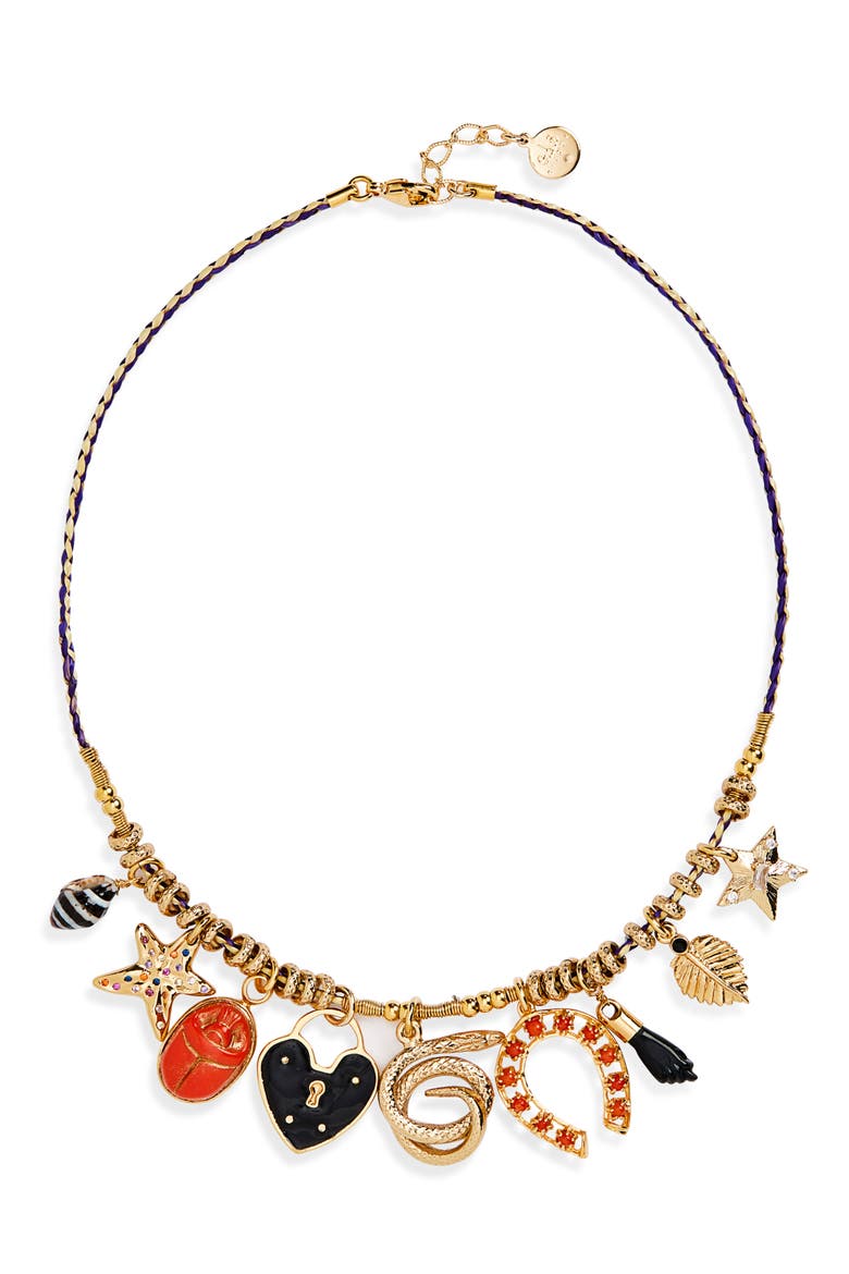 Bellagio Mixed Charm Choker Necklace, Main, color, BLACK