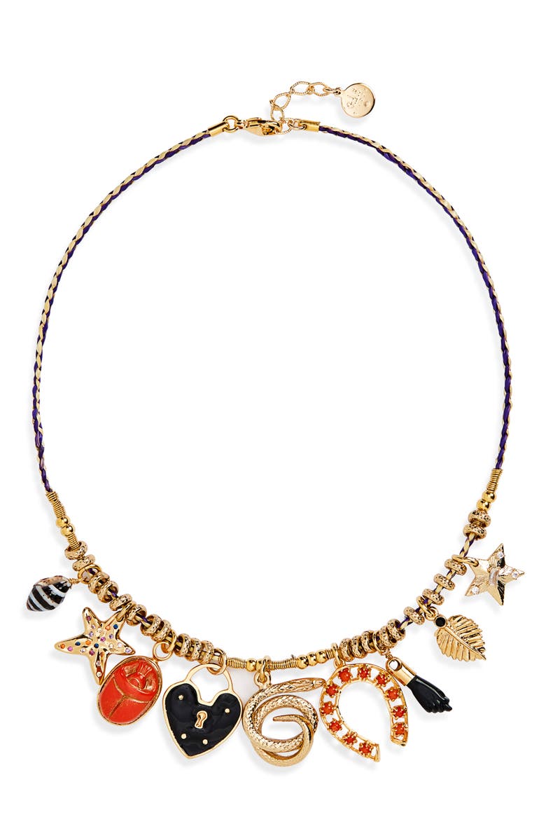 Gas Bijoux Bellagio Mixed Charm Choker Necklace, Main, color, Black