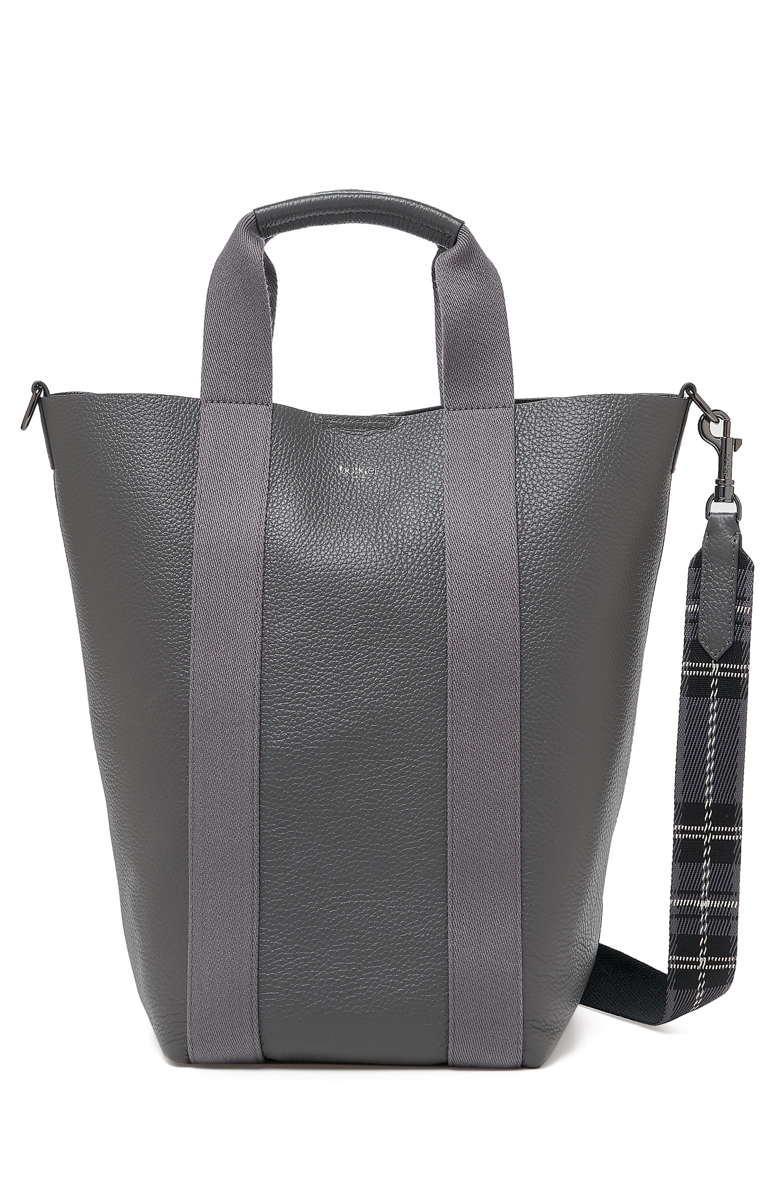 Sutton Place Convertible Leather Shopper, Main, color, SMOKE