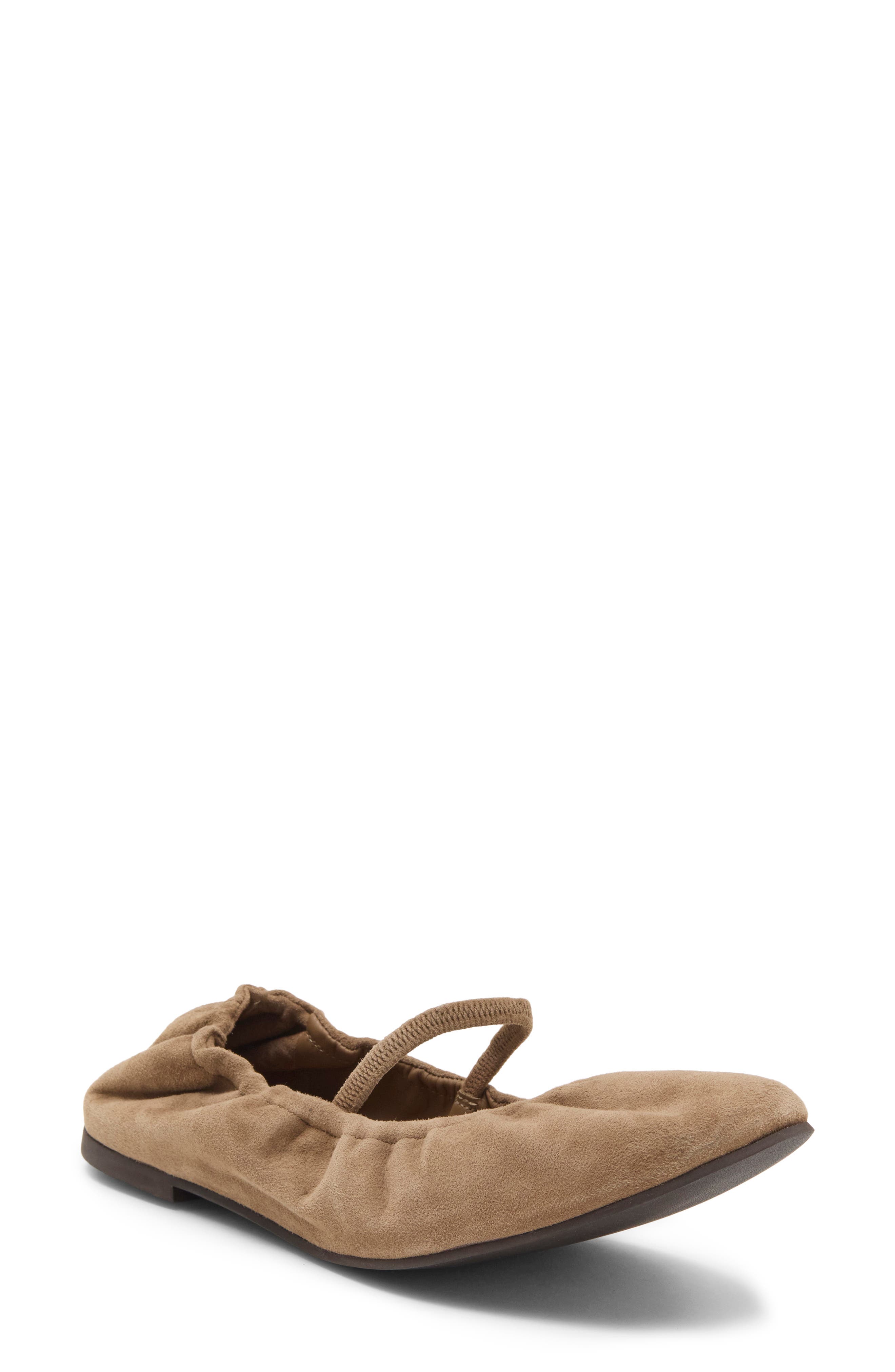 Buffy Ruched Ballet Flat, Main, color, FARRO SUEDE