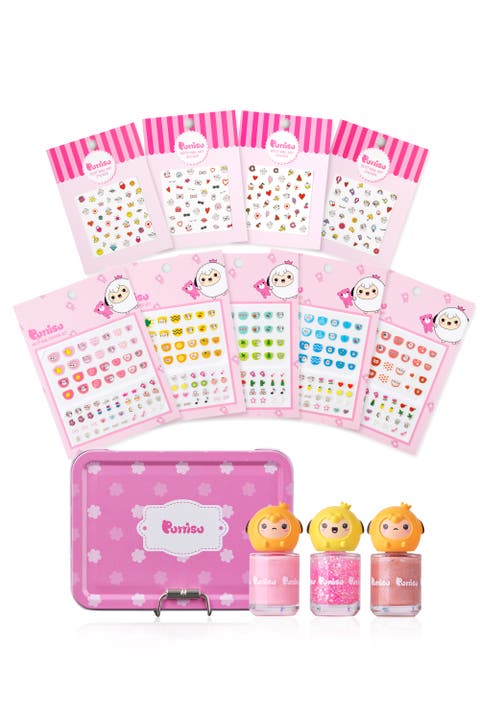 Water Based Peel Off Kids Nail Polish and Sticker Deluxe Set