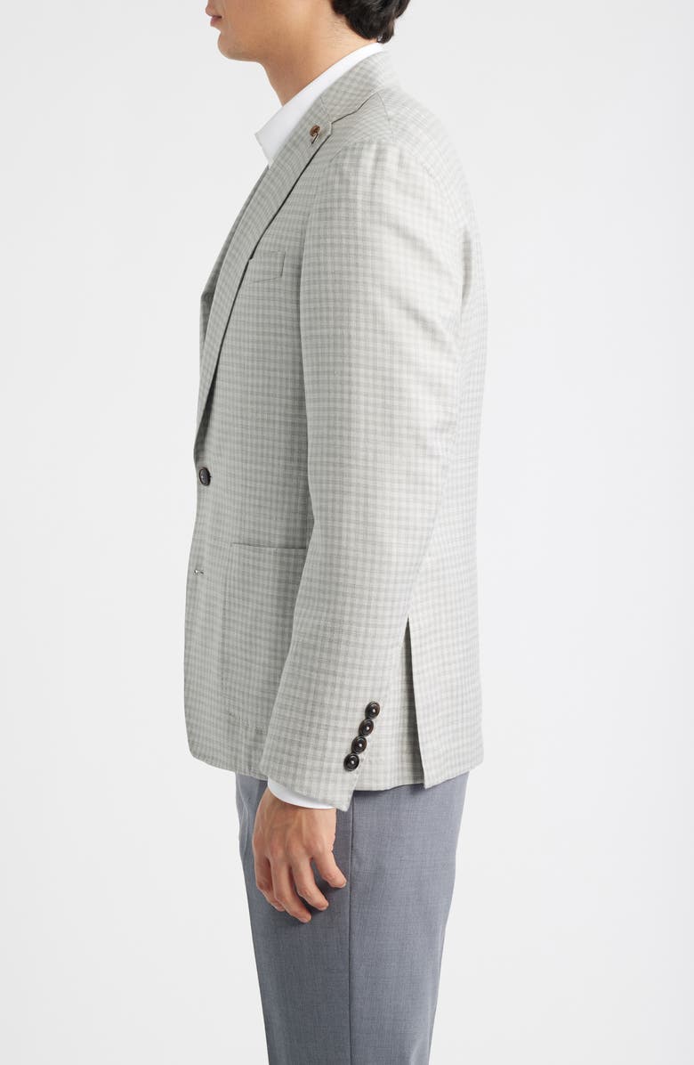 Peter Millar Montgomery Tailored Fit Gingham Check Wool & Silk Blend Sport Coat, Alternate, color, Gale Grey