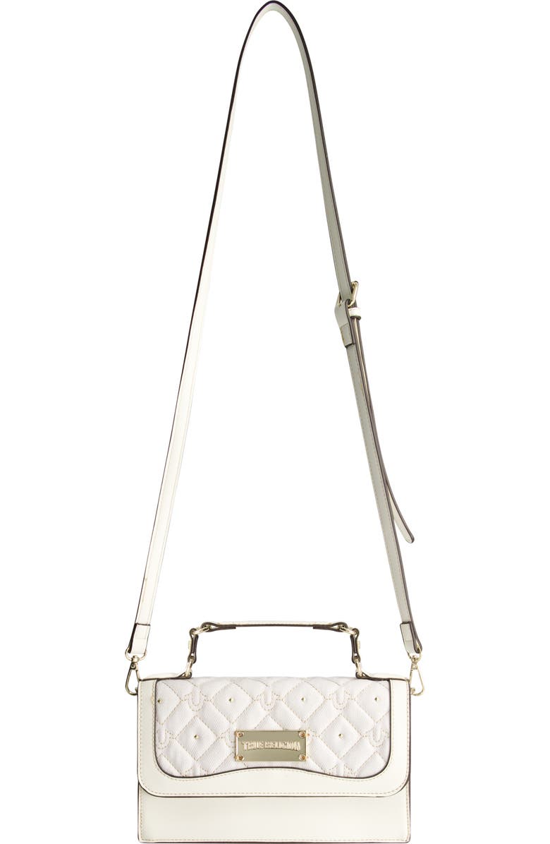 True Religion Studded Denim Flap Bag, Main, color, White