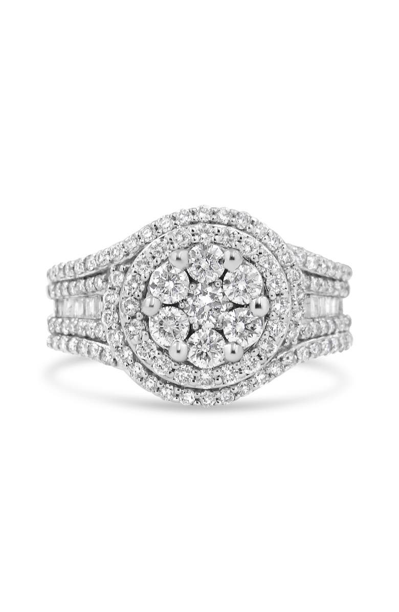 Haus of Brilliance 14K White Gold 1 1/2 Cttw Diamond Floral Cluster Halo Ring, Main, color, White