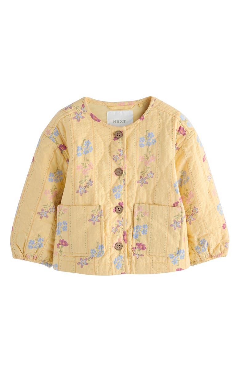 NEXT Kids' Floral Quilted Jacket, Main, color, Yellow