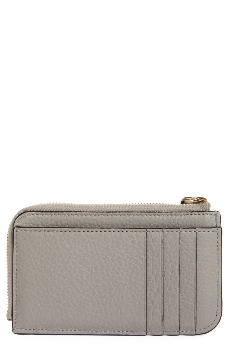 Chloé Alphabet Zip Leather Card Holder, Alternate, color, Cashmere Grey 053