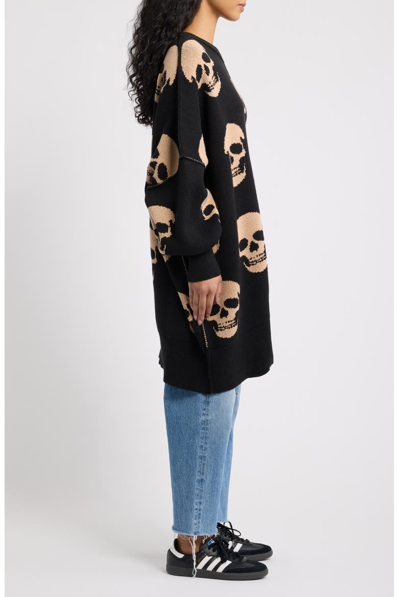 Bad to the Bone Oversized Sweater, Alternate, color, BLACK SKULLS