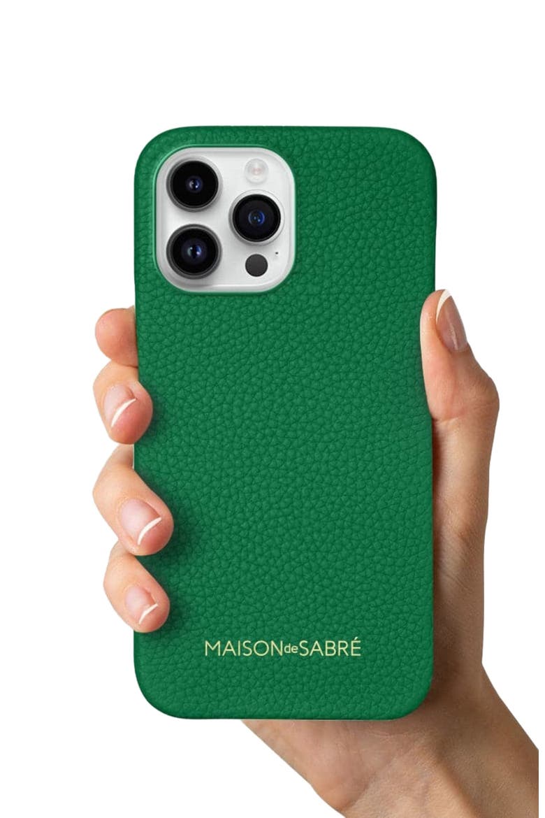 Leather Phone Case iPhone 15 Pro Max, Alternate, color, Emerald Green