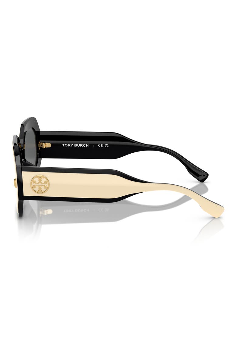 55mm Geometric Sunglasses, Alternate, color, BLACK/ IVORY / DARK GREY SOLID
