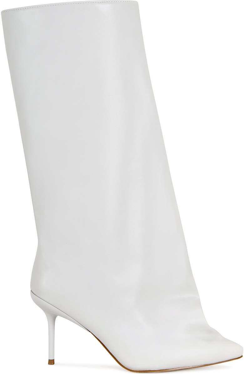 AZALEA WANG Couture Crazy Pointy Toe Knee High Boot, Alternate, color, Bone
