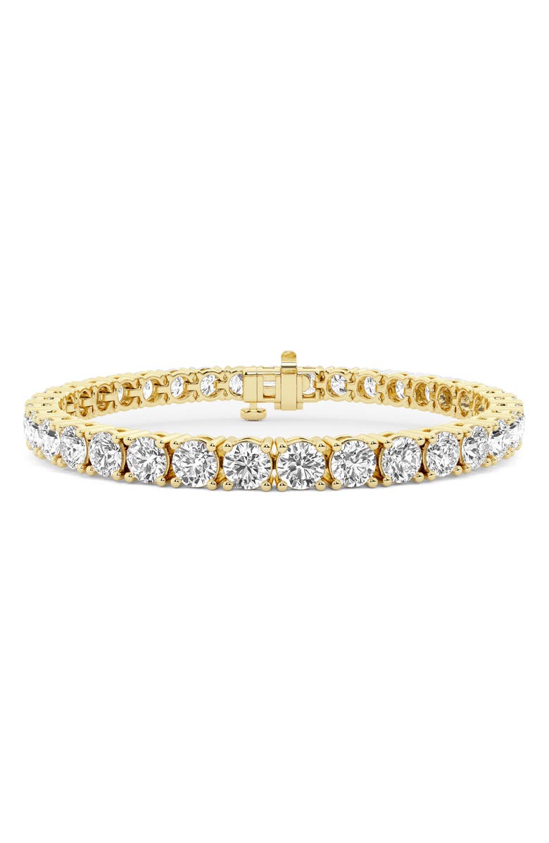 HauteCarat Lab Created Diamond Tennis Bracelet, Main, color, Yellow Gold
