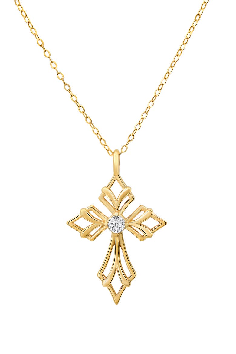 Art Deco Cross Pendant Necklace, Main, color, GOLD