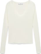 MANGO V-Neck Rib Knit Sweater