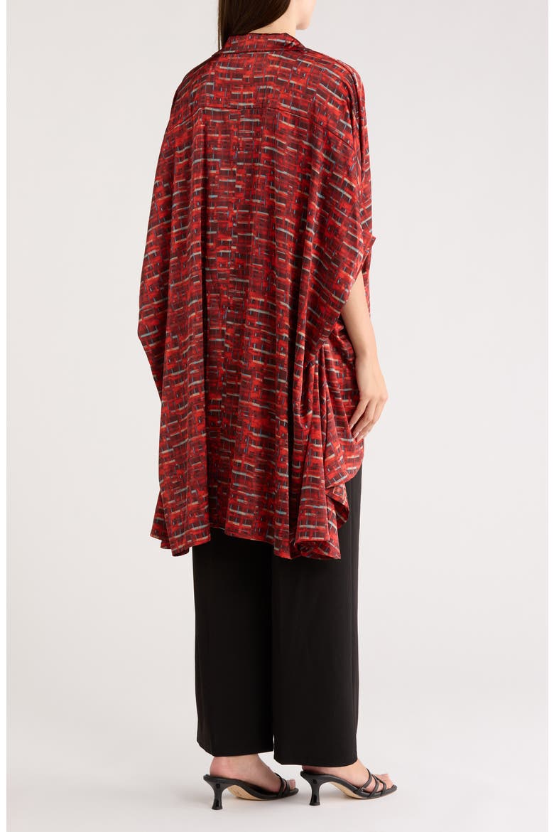 Oversize High-Low Button-Up Top, Alternate, color, RED