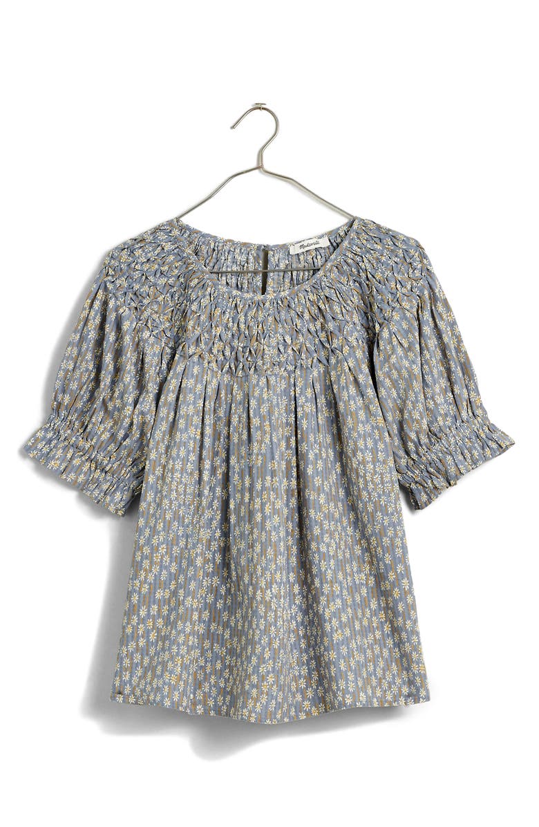 Madewell Daisy Blooms Shirred Puff Sleeve Top, Main, color,