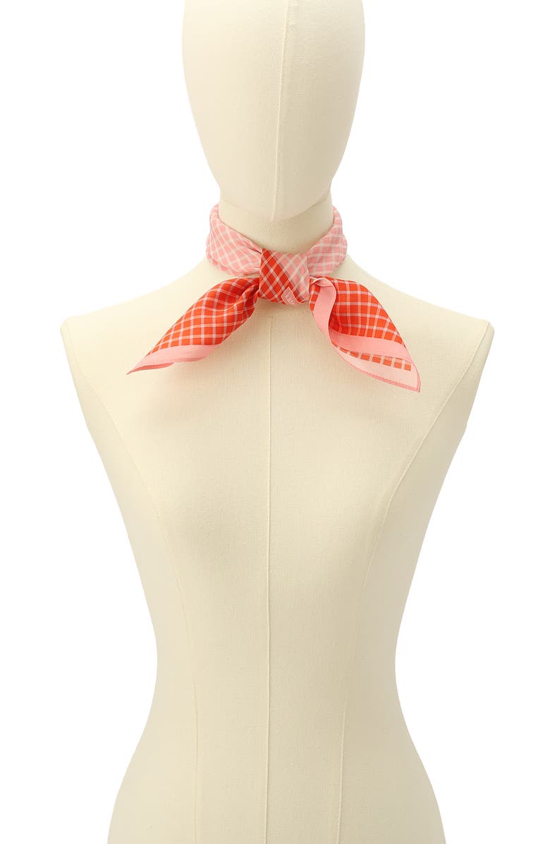 Kate Spade New York petite windowpane check square cotton & silk bandana, Alternate, color,