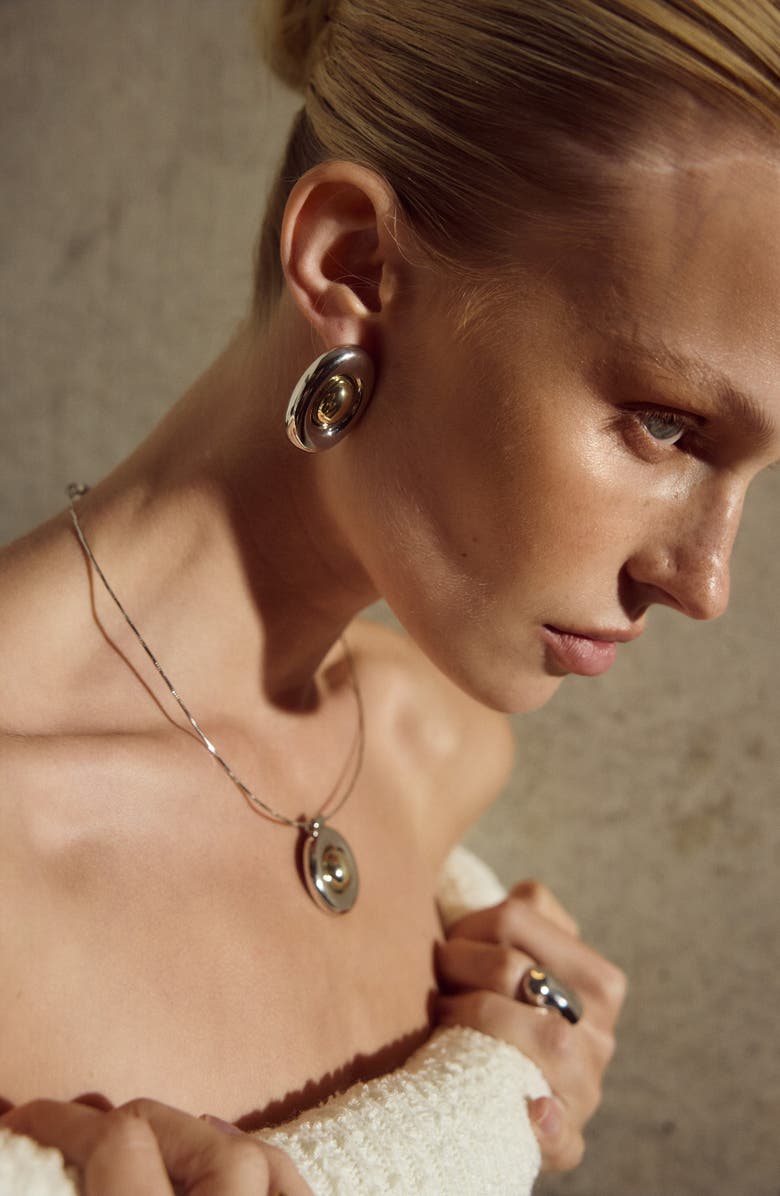 Luv AJ The Two-Tone Chrome Orb Statement Earrings, Alternate, color, Silver