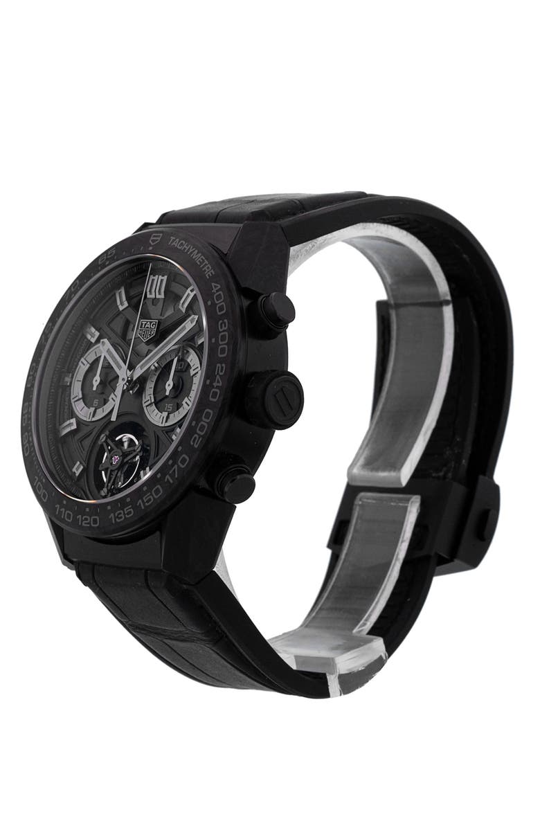 Watchfinder & Co. Tag Heuer Preowned 2019 Carrera CAR5A8P.FC6415 Rubber Strap Watch, 45mm, Alternate, color, Black