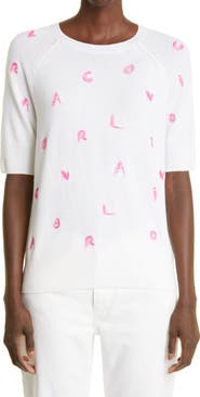 Carolina Herrera Embroidered Letter Knit Cashmere Top