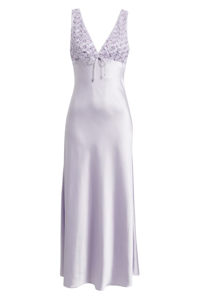 Serefina Sequin Flower Satin Gown, Alternate, color, LAVENDER