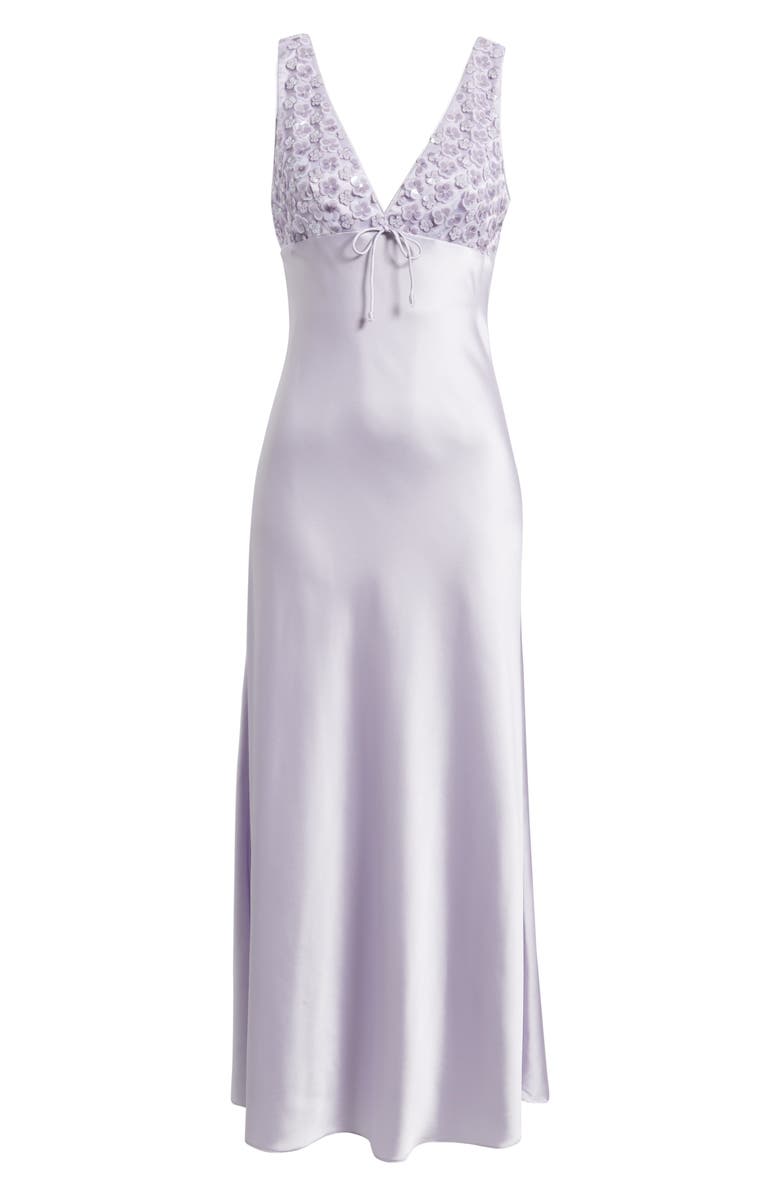 Saylor Serefina Sequin Flower Satin Gown, Alternate, color, Lavender