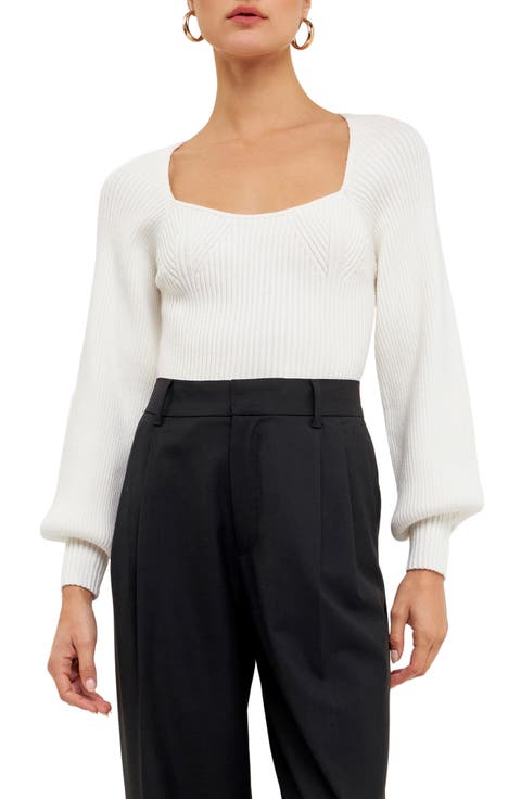 Ribbed Bishop Sleeve Top