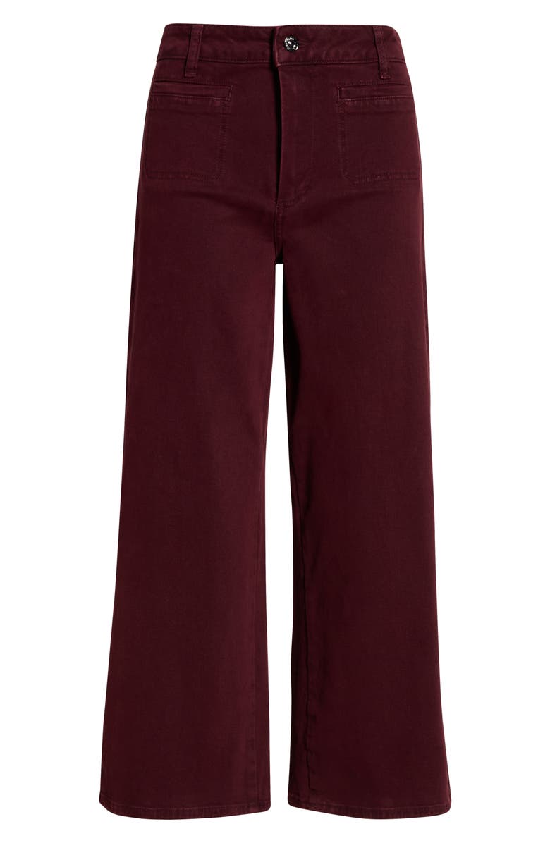 PAIGE Anessa High Waist Stitch Patch Pocket Wide Leg Jeans, Alternate, color, Vintage Dark Oxblood