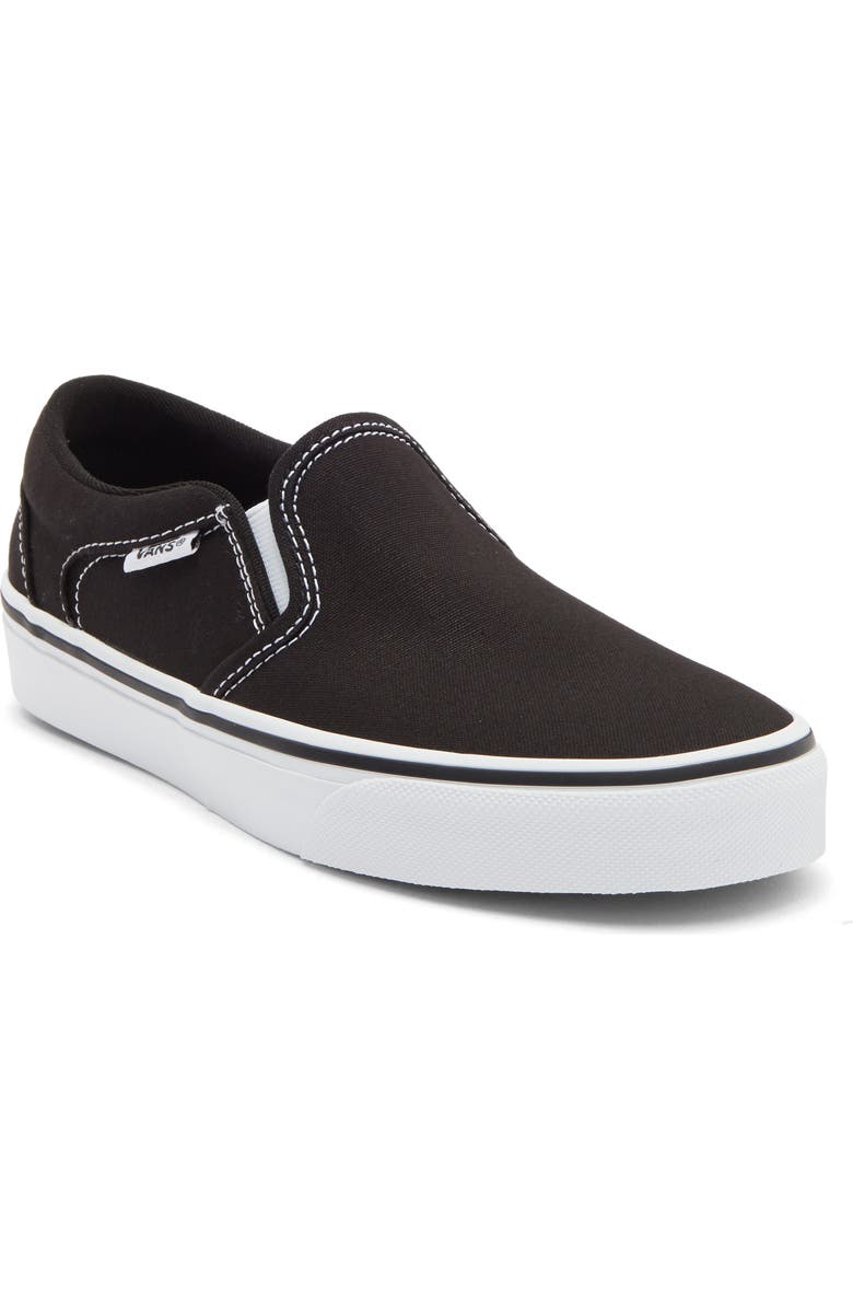 Vans Kids' Asher Slip-On Sneaker, Main, color, Canvas Black/White