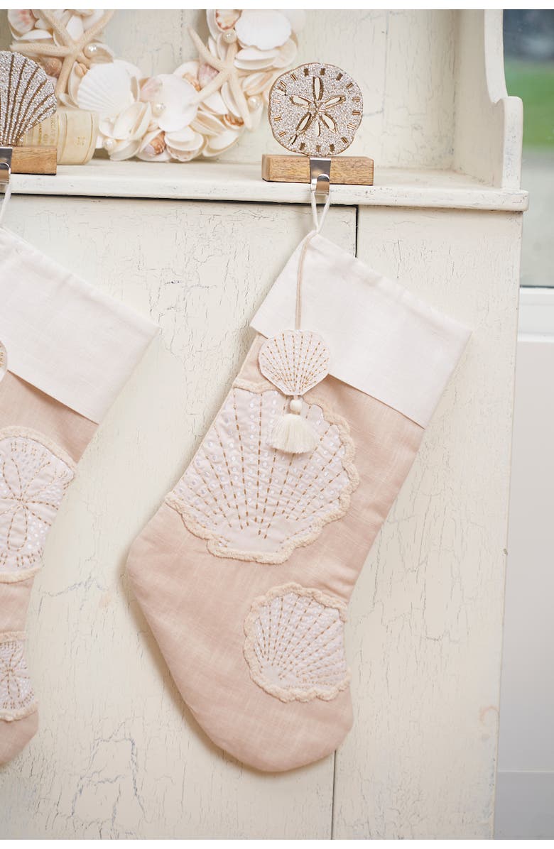 C&F Home Gold Coast Seashell Hanging Christmas Stocking 20", Alternate, color, 