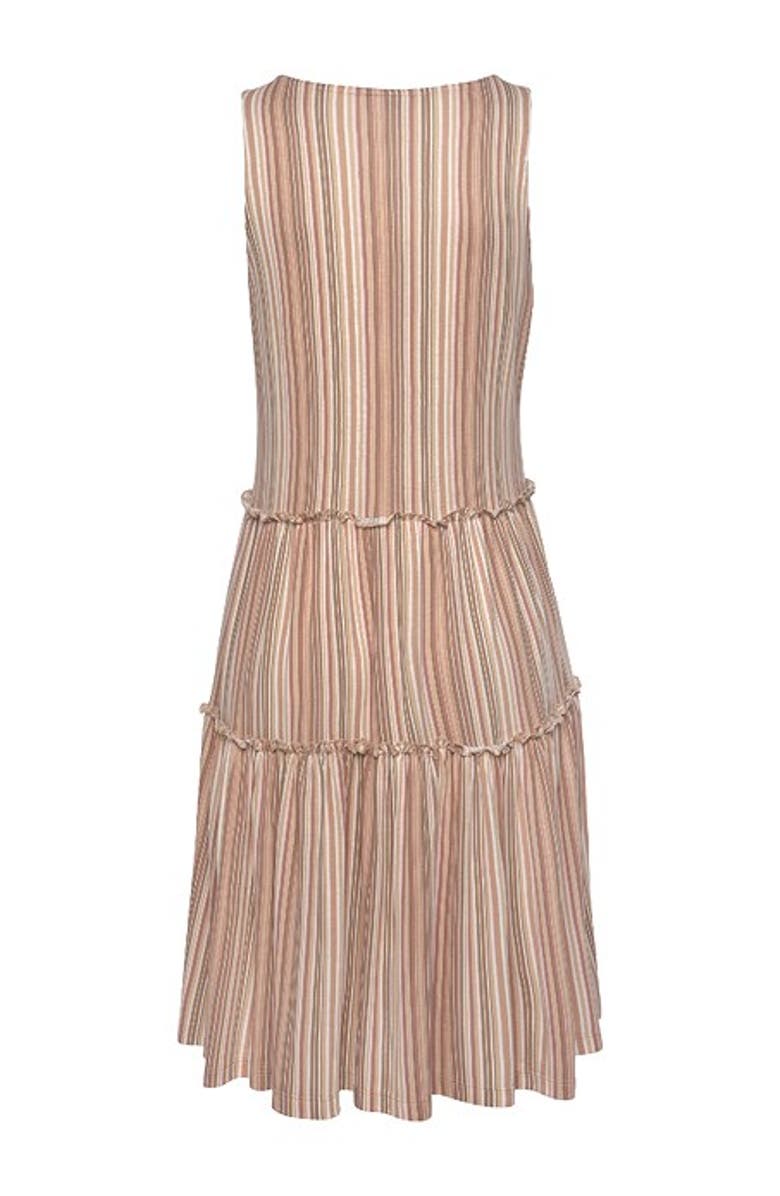 LASCANA Women's Flowy Tiered Dress, Alternate, color, Brown White Striped