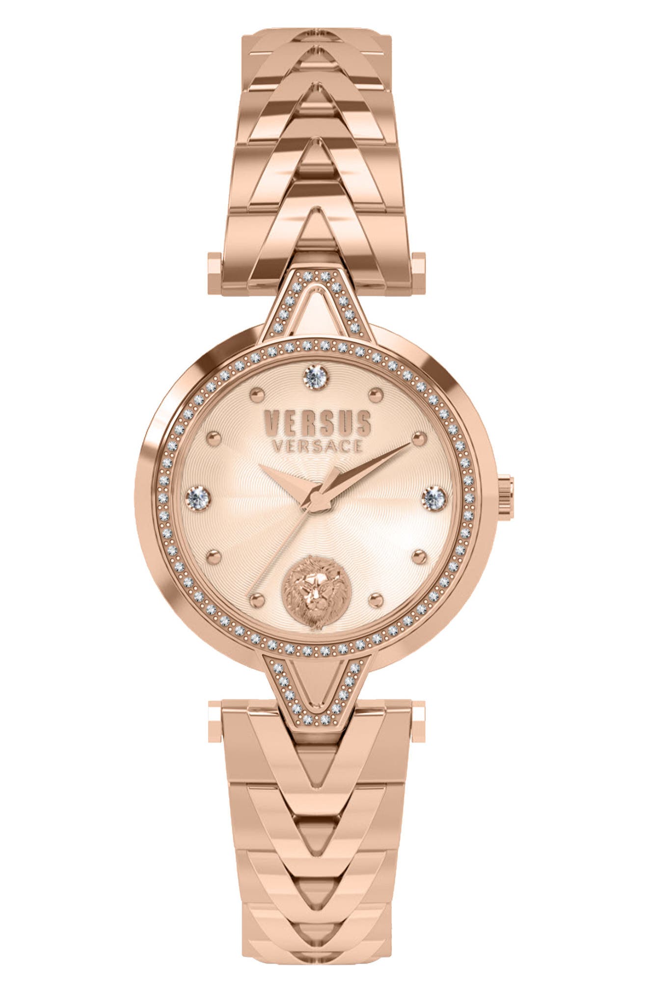 VERSUS Versace Versace V Versus Crystal Rose Gold Dial Bracelet Watch, 34mm