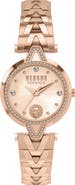 VERSUS Versace Versace V Versus Crystal Rose Gold Dial Bracelet Watch, 34mm