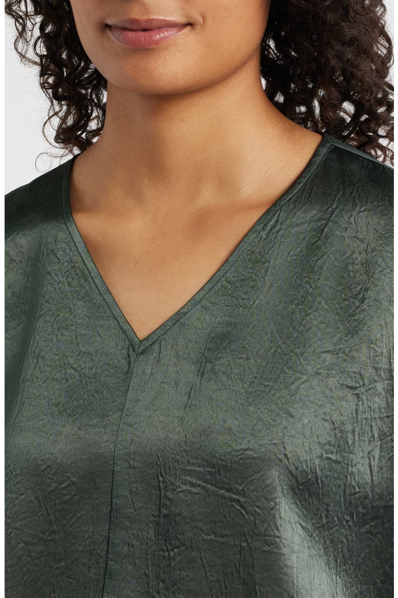 V-Neck Square Satin Top, Alternate, color, EVERGLADE