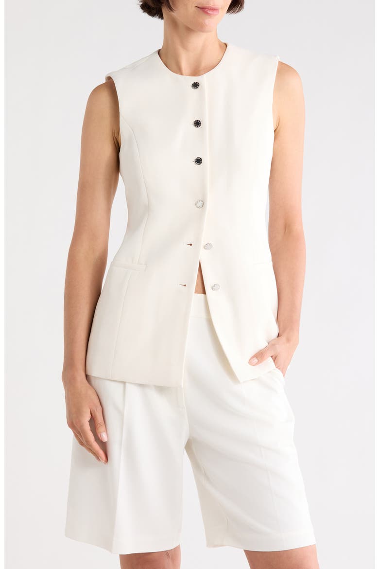 Textured Crepe Vest, Main, color, COCONUT