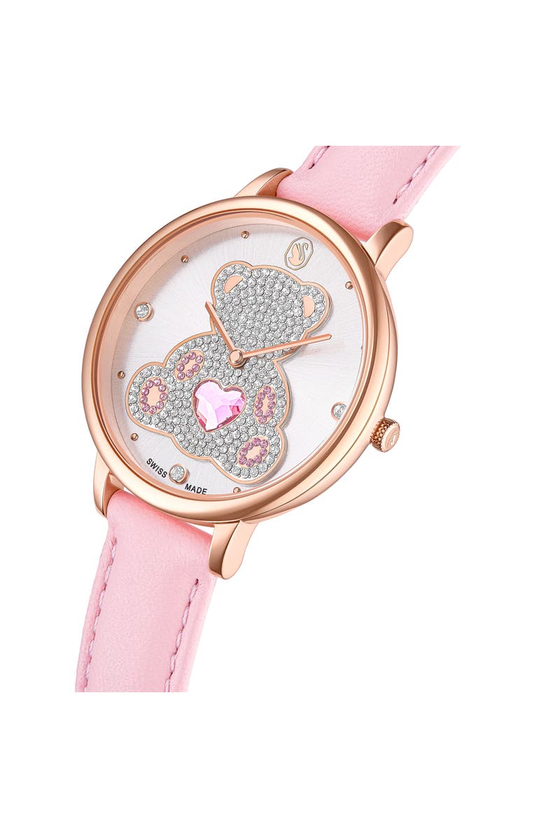 Swarovski Crystal Teddy Leather Strap Watch, 35mm, Alternate, color, 