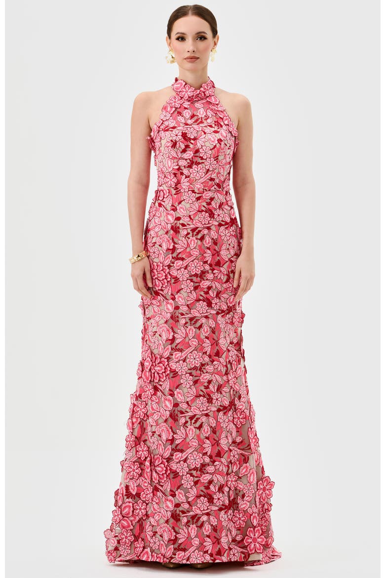 Salome High Neck Gown, Alternate, color, PINK