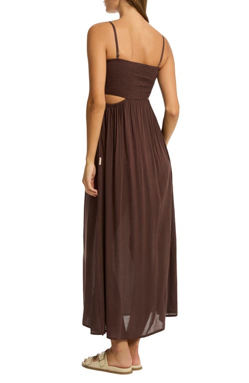 Sea Level Resort Essentials Cutout Cover-up Sundress In Cocoa